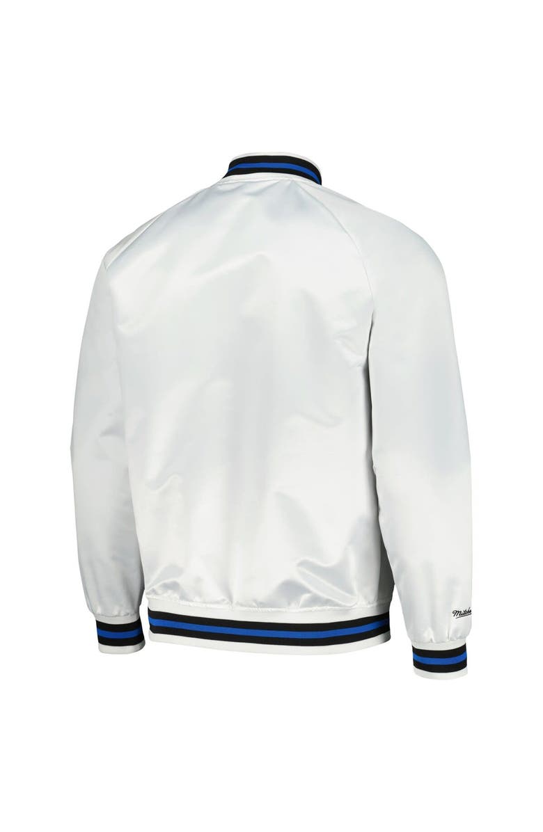 Mitchell & Ness Men's Mitchell & Ness White Minnesota Timberwolves Hardwood Classics Throwback Wordmark Raglan Full-Snap Jacket, Alternate, color,