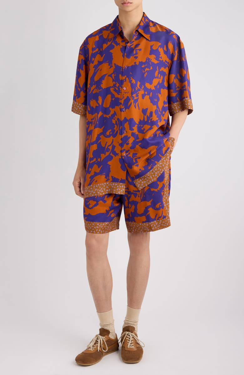 Dries Van Noten Cassidy Short Sleeve Button-Up Shirt, Alternate, color, Orange
