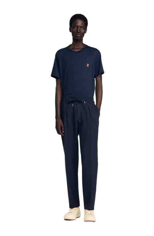 Sandro New Alpha Drawstring Waist Straight Leg Pants In Blue