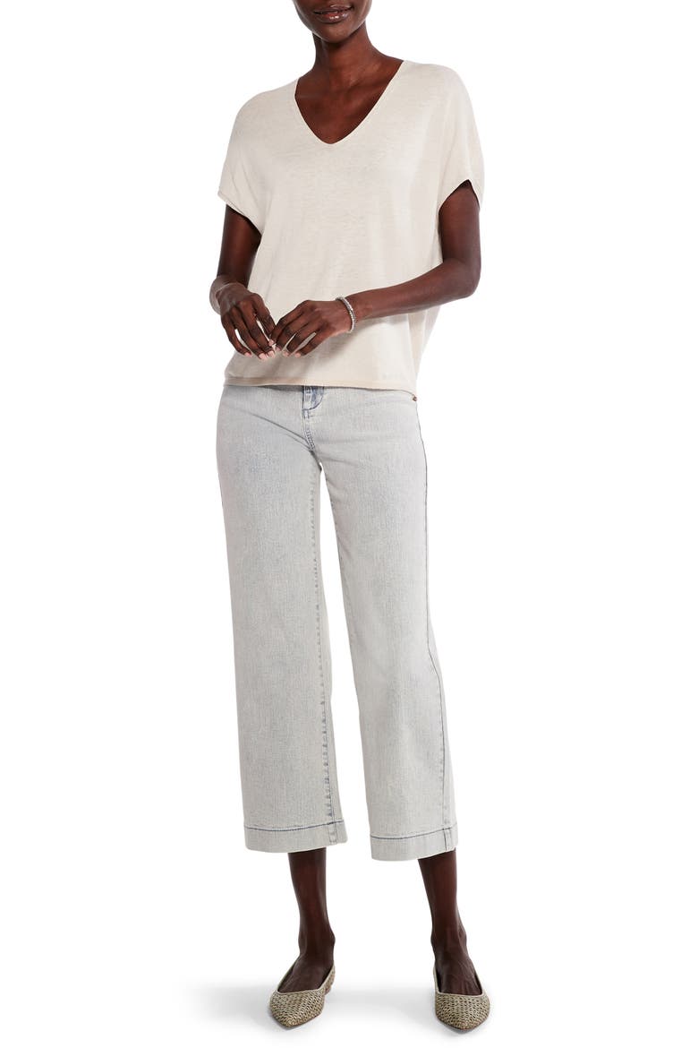 Relaxed V-Neck Knit Top, Alternate, color, PALE SISAL