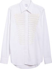 McQueen Ceremonial Soutache Embellished Cotton Poplin Button-Up Shirt
