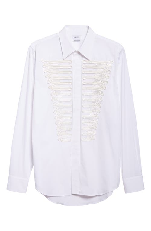 Alexander Mcqueen Mcqueen Ceremonial Soutache Embellished Cotton Poplin Button-up Shirt In White