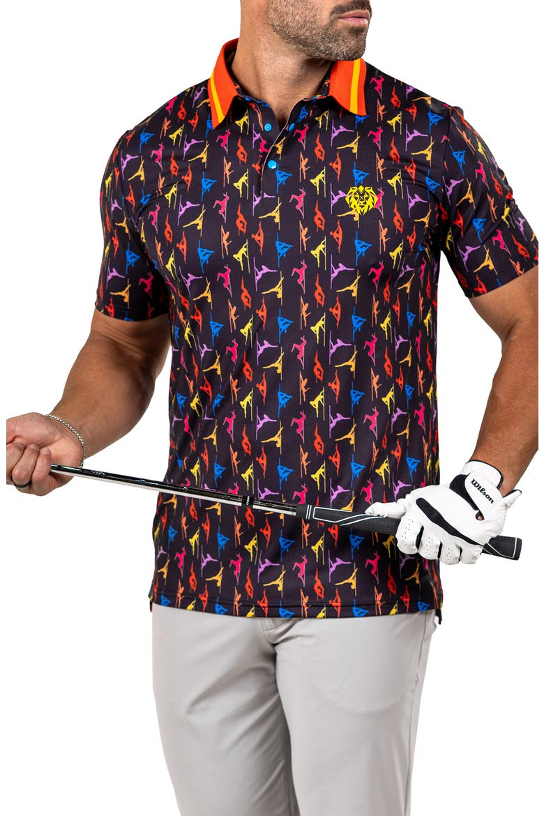 Martyr Print Golf Polo, Alternate, color, BLACK