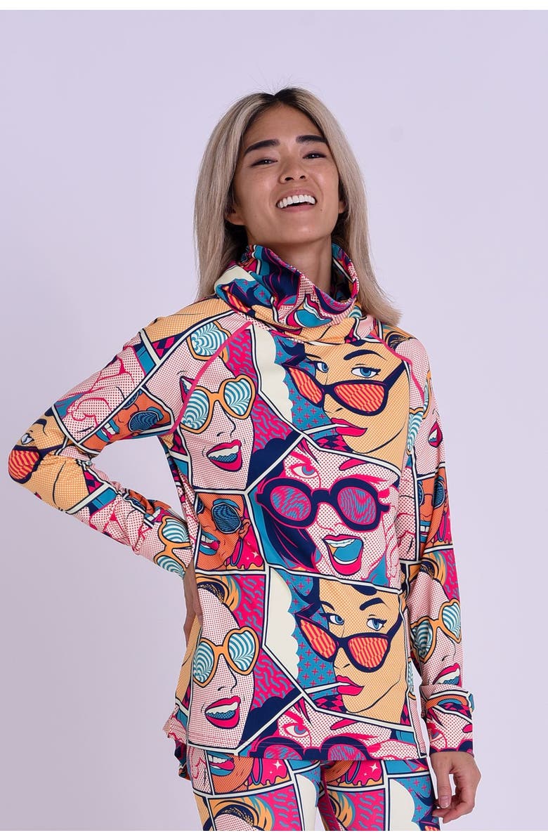 OOSC High Neck Baselayer Top - Comic Book Candy Women's, Alternate, color, Multi-Colour