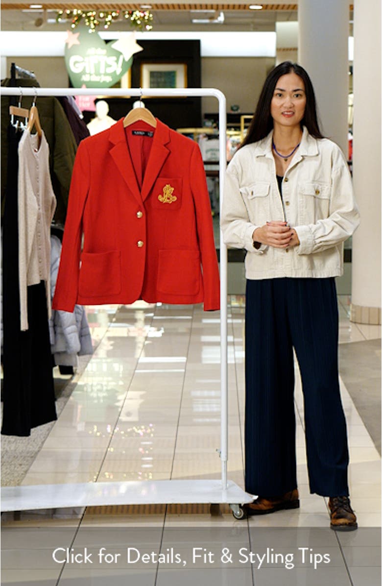 Bullion Jacquard Logo Patch Cotton Blend Blazer, sales video thumbnail