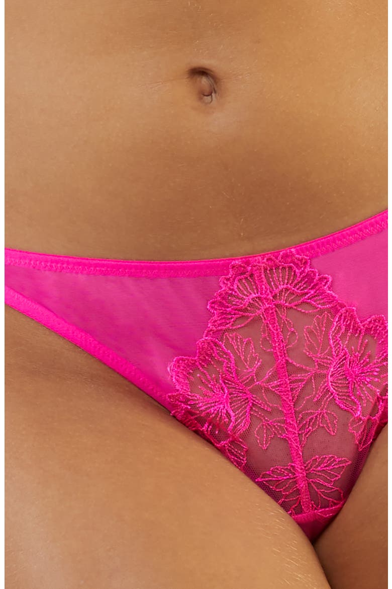 Marlowe Embroidered Mesh Thong, Alternate, color, PINK