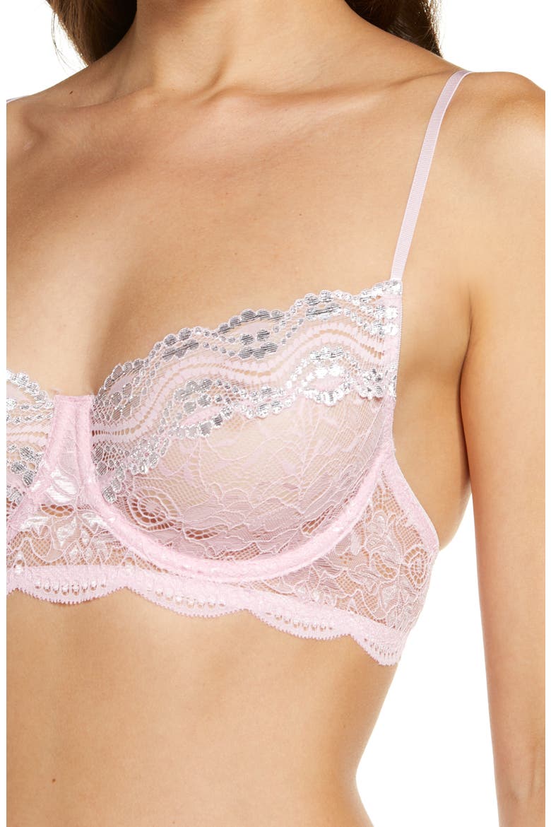 Underwire Lace Bra & Thong Set, Alternate, color, PINK