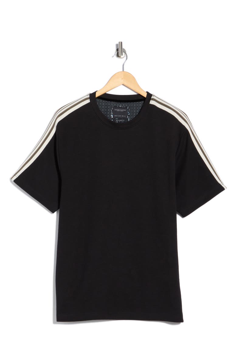 DENIM AND FLOWER Shoulder Stripe T-Shirt, Main, color, Black