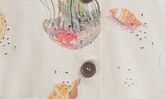 Женские куртки MAUDE CLUB Hayes Sea Life Print Cotton Eyelet Jacket — фото 5