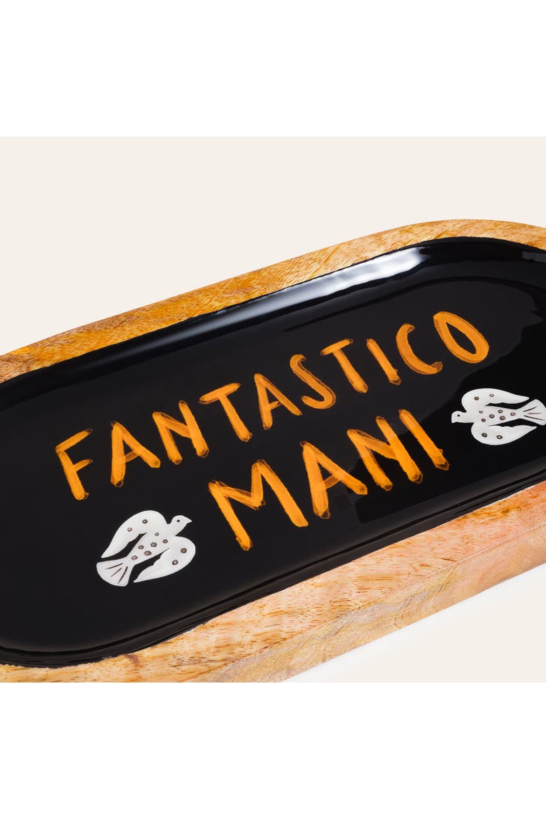 Lakri Oval Mango Wood Tray Curated Decor, Alternate, color, Black
