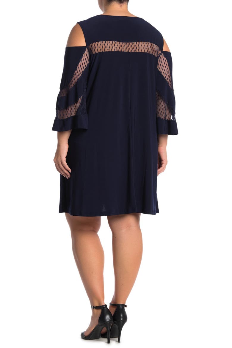 Cold Shoulder Jewel Neck Miracle Dress, Alternate, color, NAVY