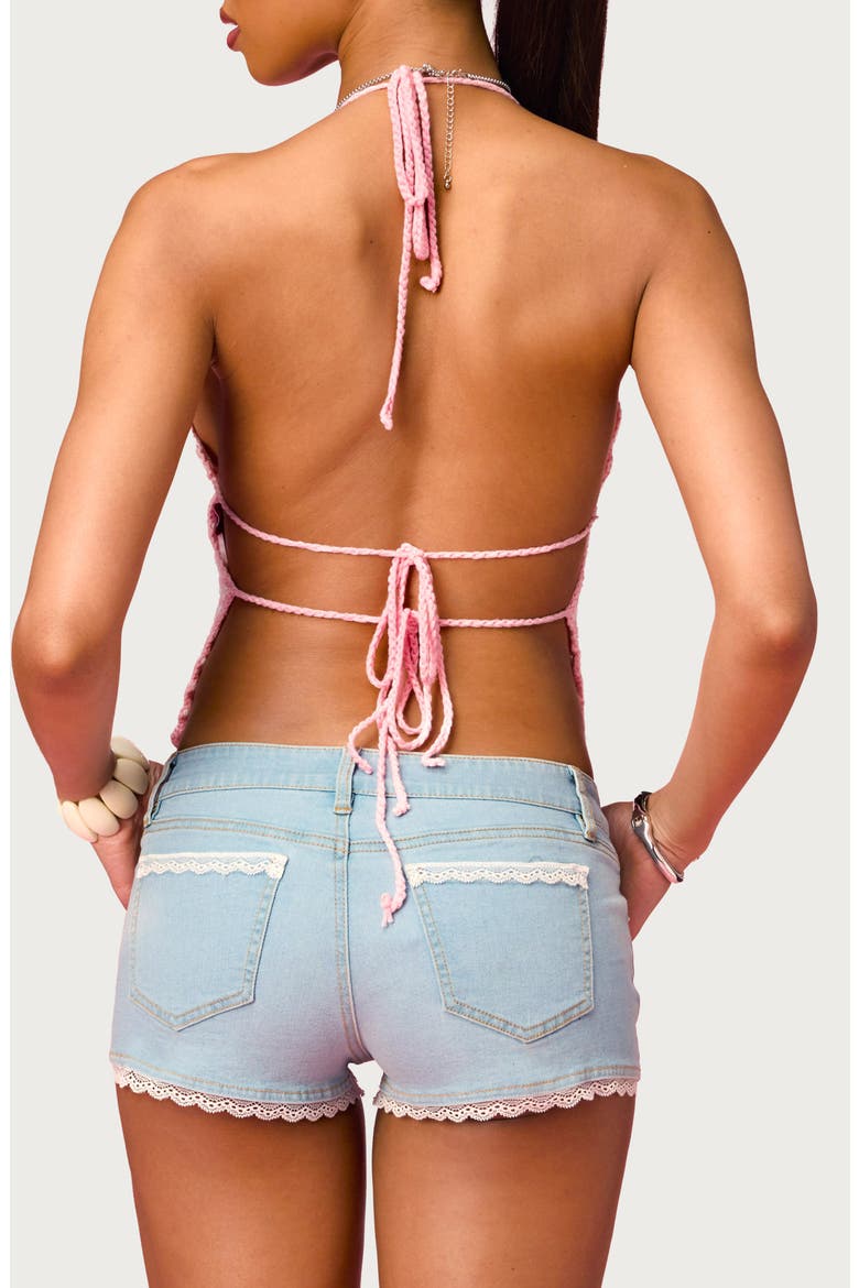 x Barbie™ Stripe Crochet Halter Top, Alternate, color, PINK-AND-WHITE