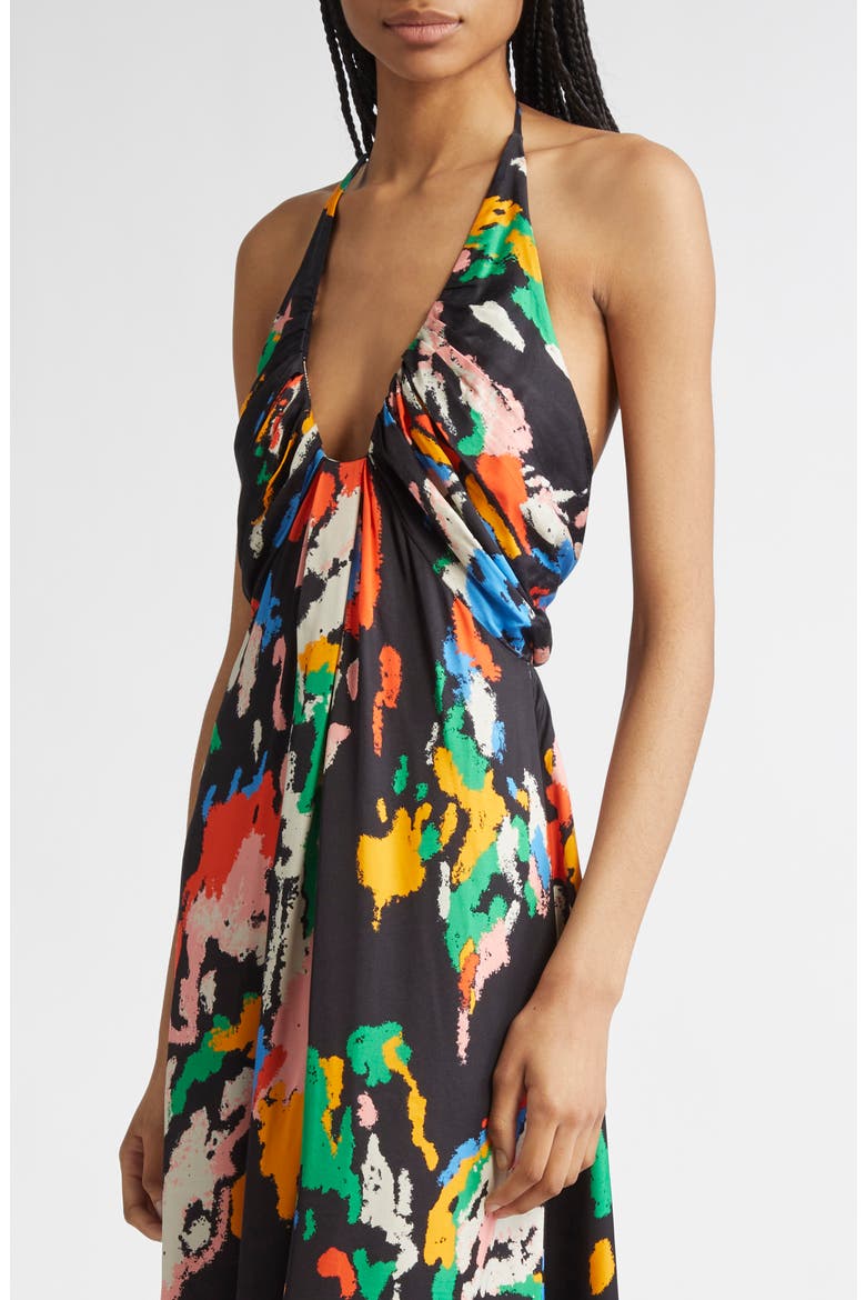 Al Print Halter Gown, Alternate, color, BLACK MULTI