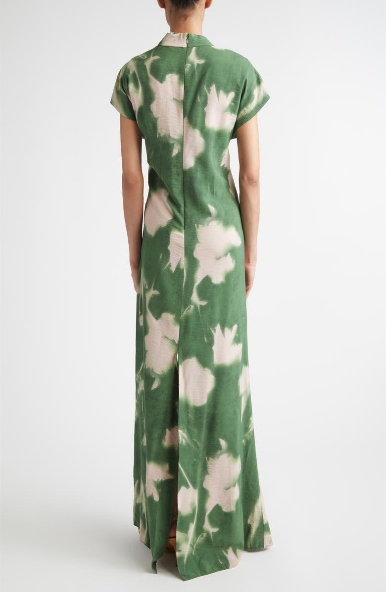Lela Rose Abstract Floral Draped Asymmetric Crepe Gown, Alternate, color, Cactus