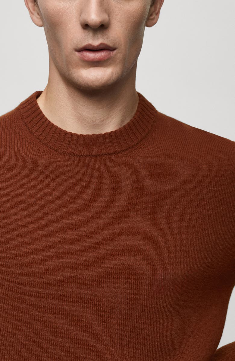 MANGO Wide Rib Trim Crewneck Sweater, Alternate, color, 