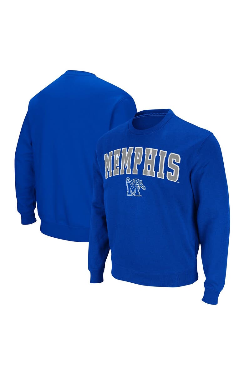COLOSSEUM Men's Colosseum Royal Memphis Tigers Arch & Logo Tackle Twill Pullover Sweatshirt, Main, color,