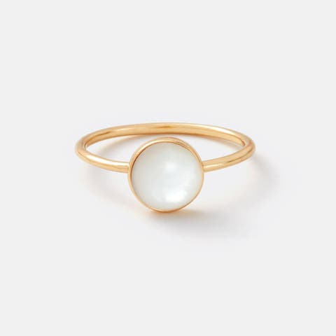 Gold Round Pearl Ring