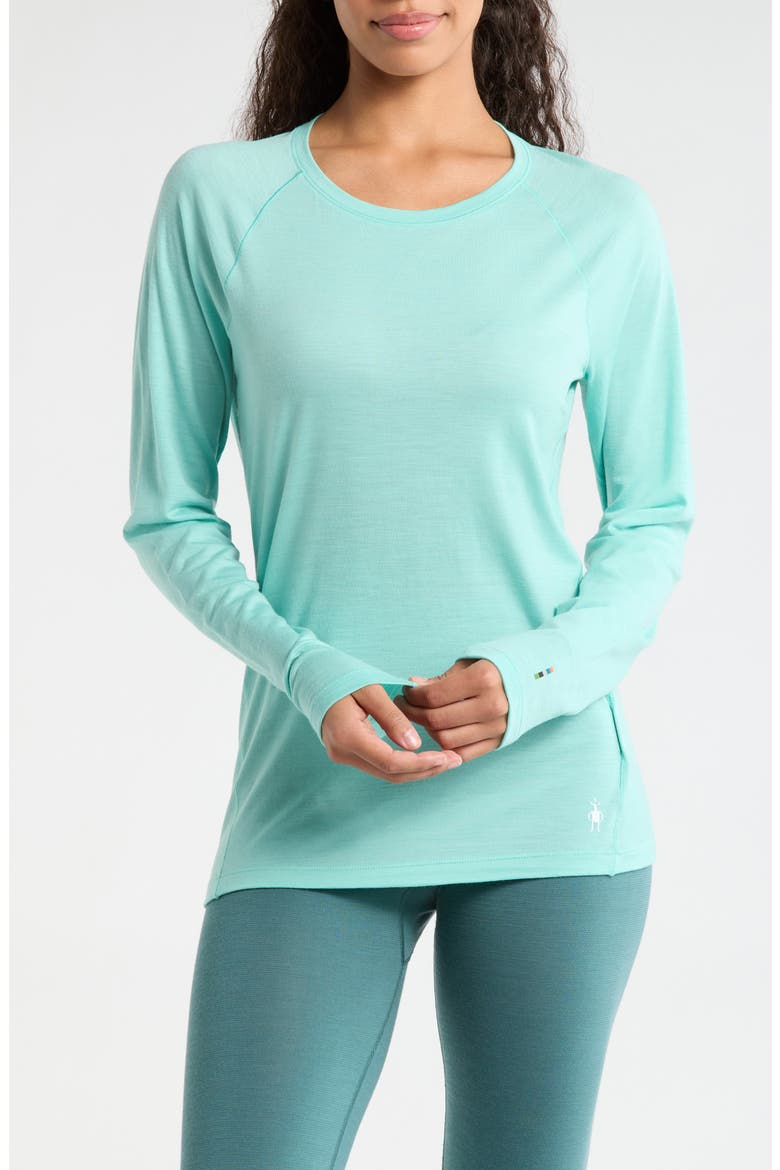 All Season Merino Wool Blend Base Layer Crew Top, Main, color, PACIFIC BLUE