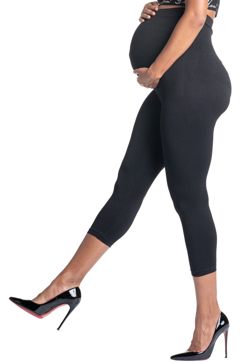 Mom's Night Out Maternity Crop Leggings, Alternate, color, BLACK