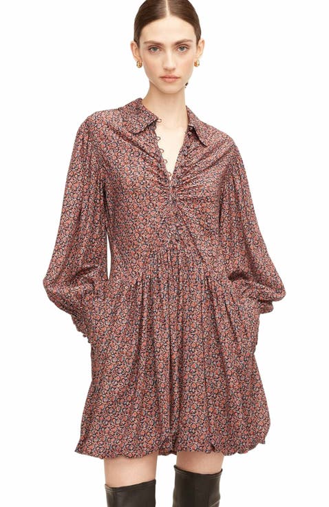 Whisper Roseen Fleur Silk Shirt Dress