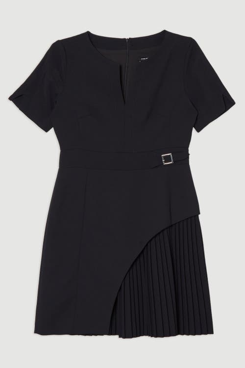 Karen Millen Military Pleat Mini Dress In Black