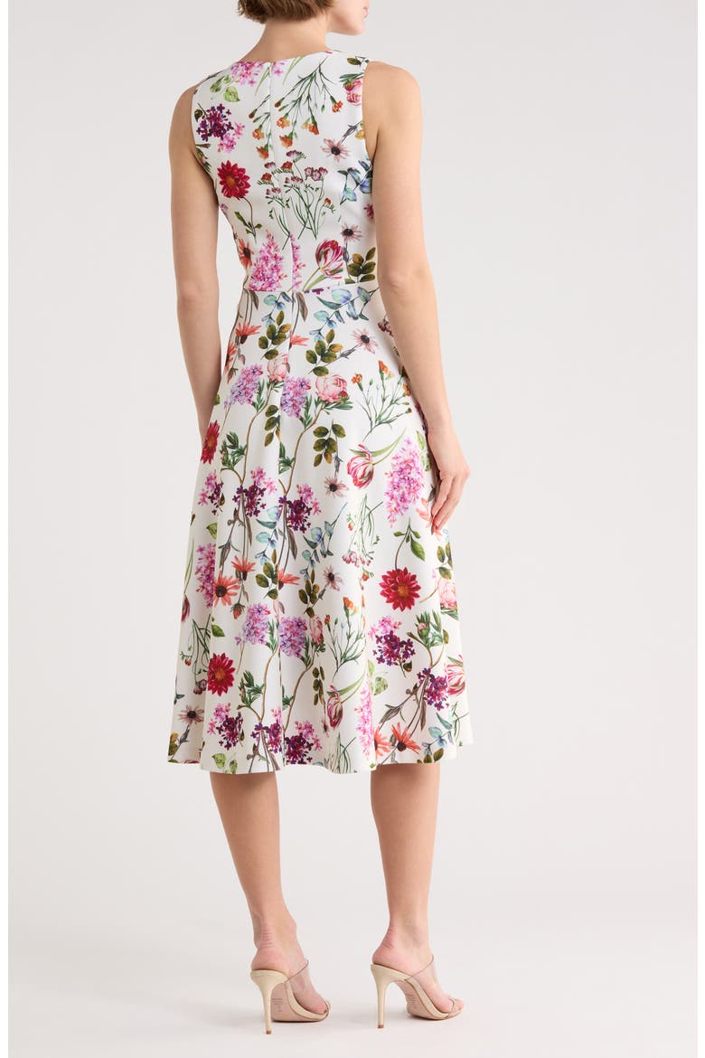 Floral Sleeveless Fit & Flare Midi Dress, Alternate, color, IVORY MULTI