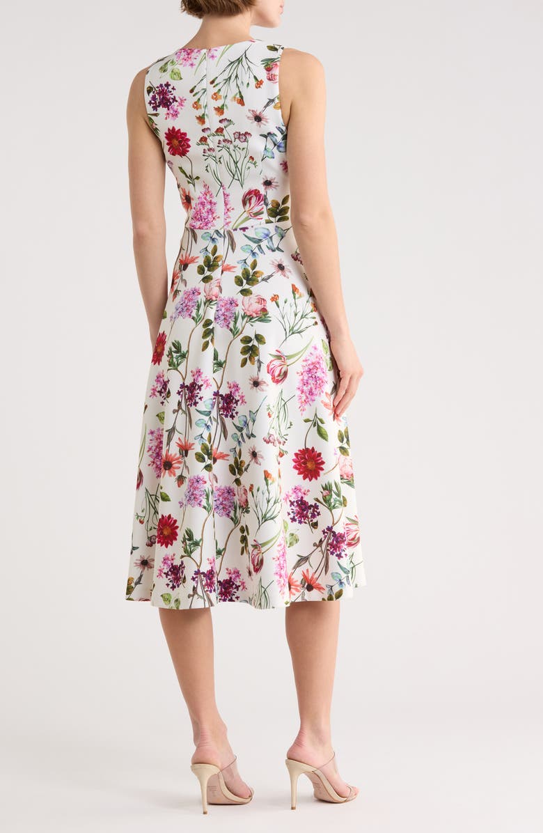 Eliza J Floral Sleeveless Fit & Flare Midi Dress, Alternate, color, Ivory Mult
