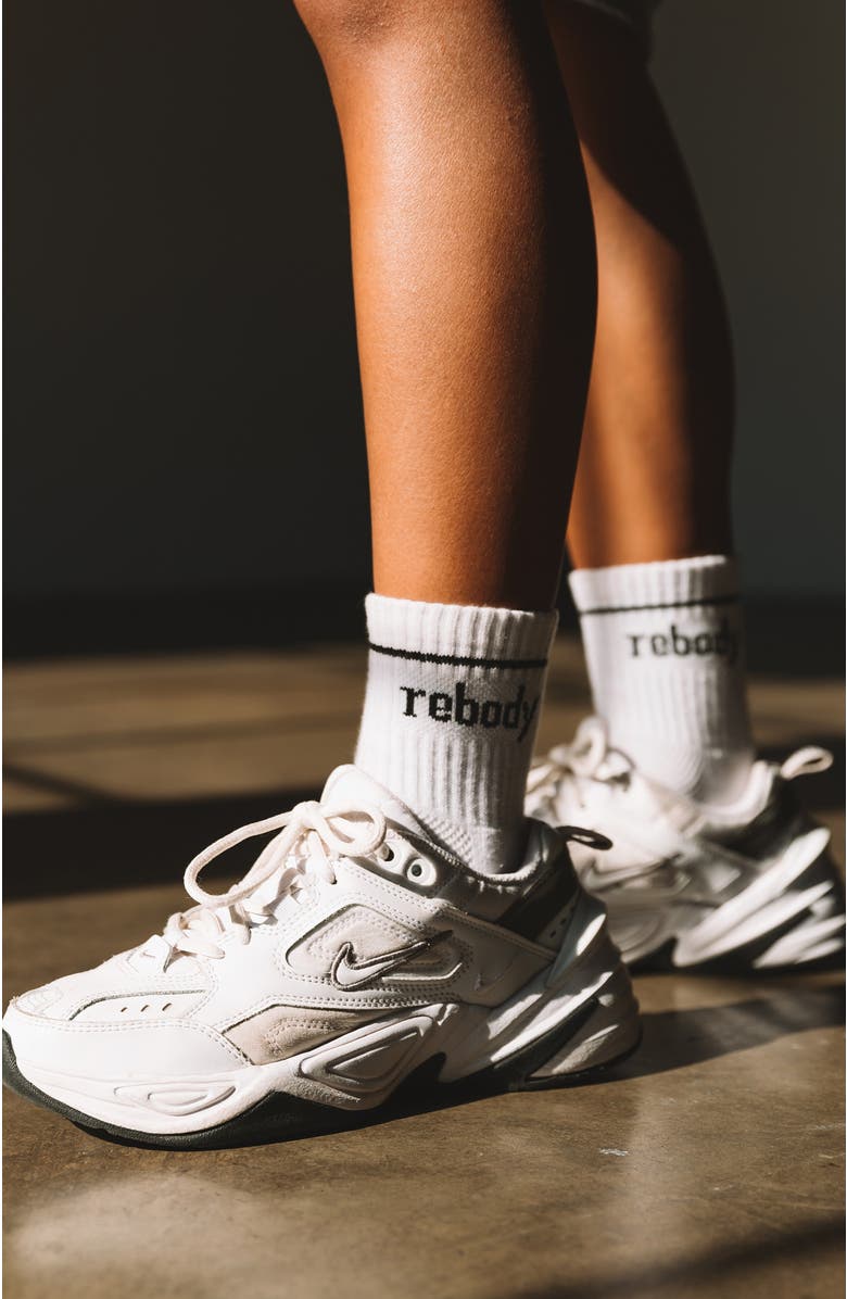 Rebody Active Ready To Mid Crew Socks, Alternate, color, White
