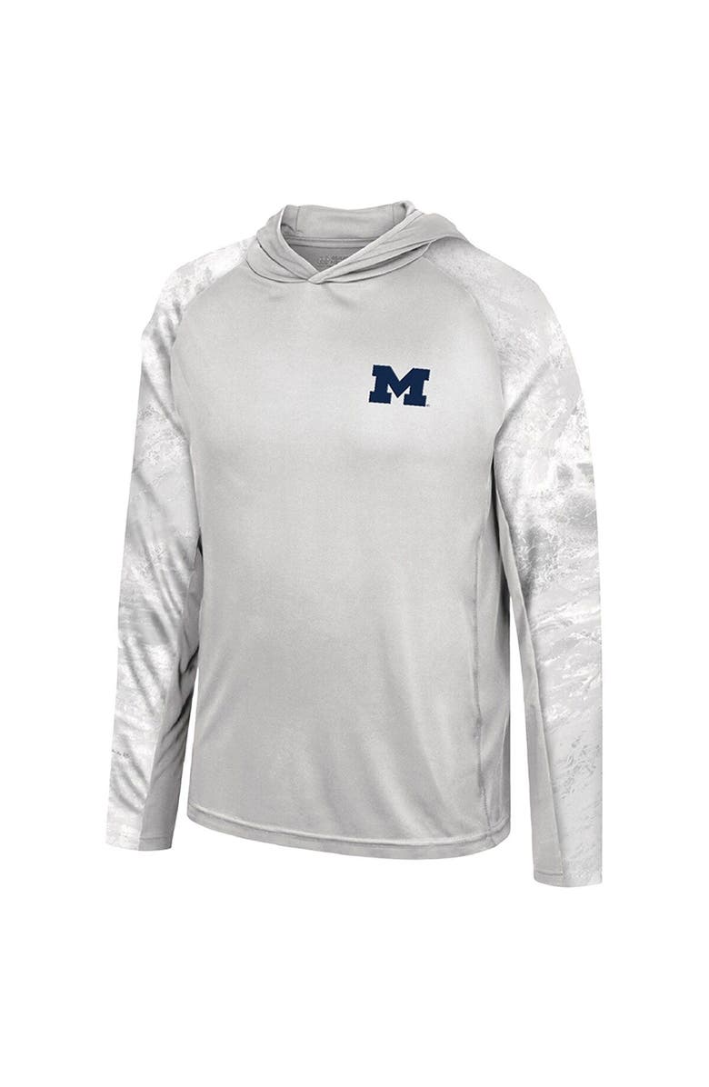 COLOSSEUM Men's Colosseum Gray/Realtree Camo Michigan Wolverines Gulf Stream Raglan Long Sleeve Hooded T-Shirt, Alternate, color,