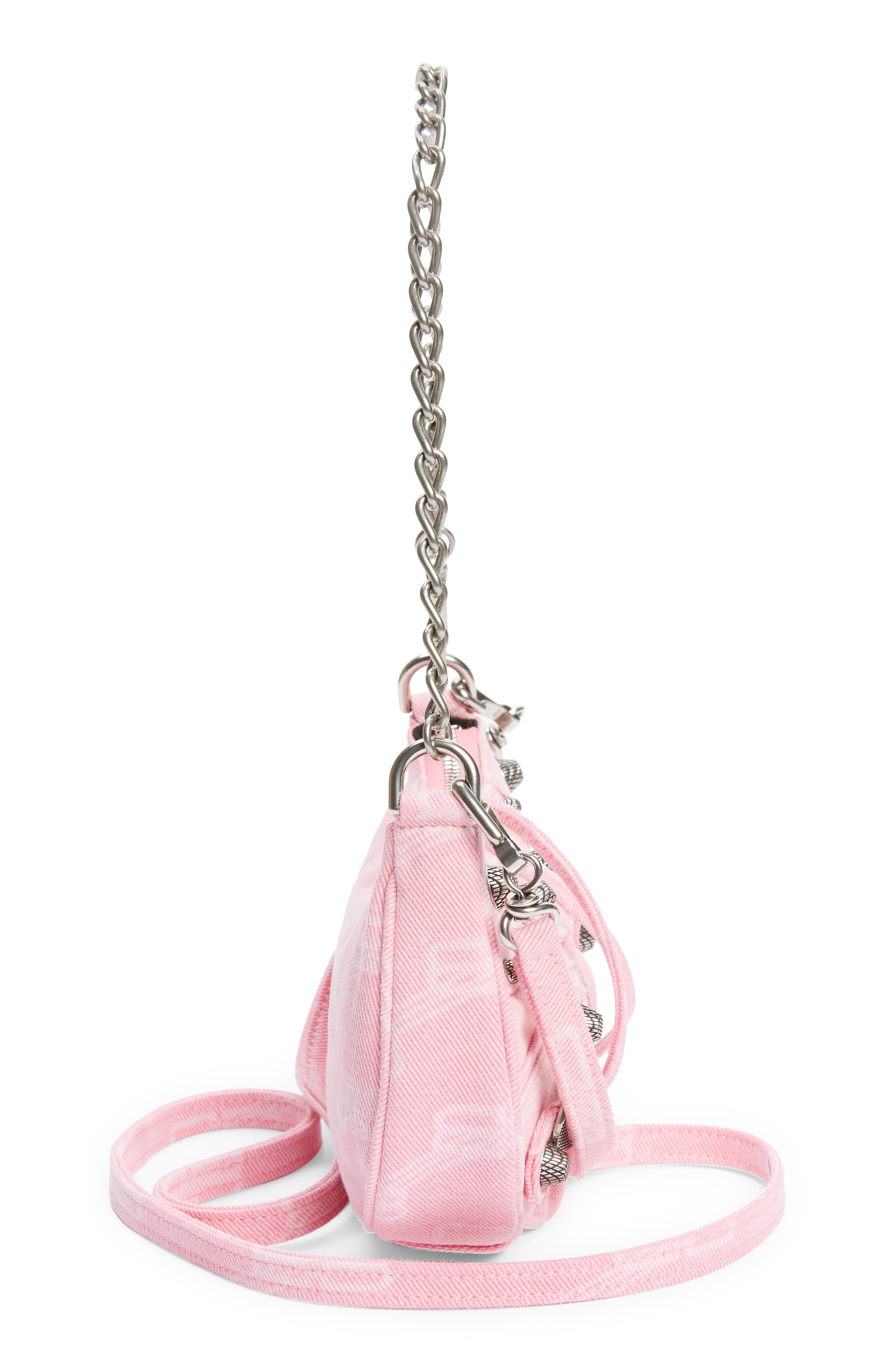 Balenciaga Mini Le Cagole Denim Logo Crossbody Bag, Alternate, color, 