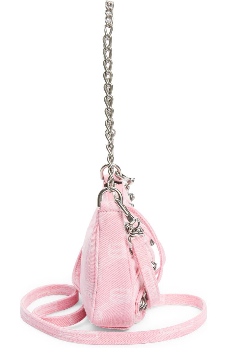Balenciaga Mini Le Cagole Denim Logo Crossbody Bag, Alternate, color,