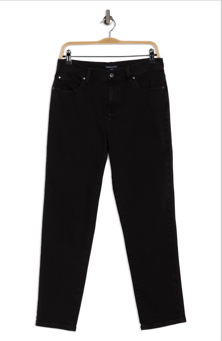 Eileen Fisher High Waist Slim Ankle Jeans, Alternate, color, Black