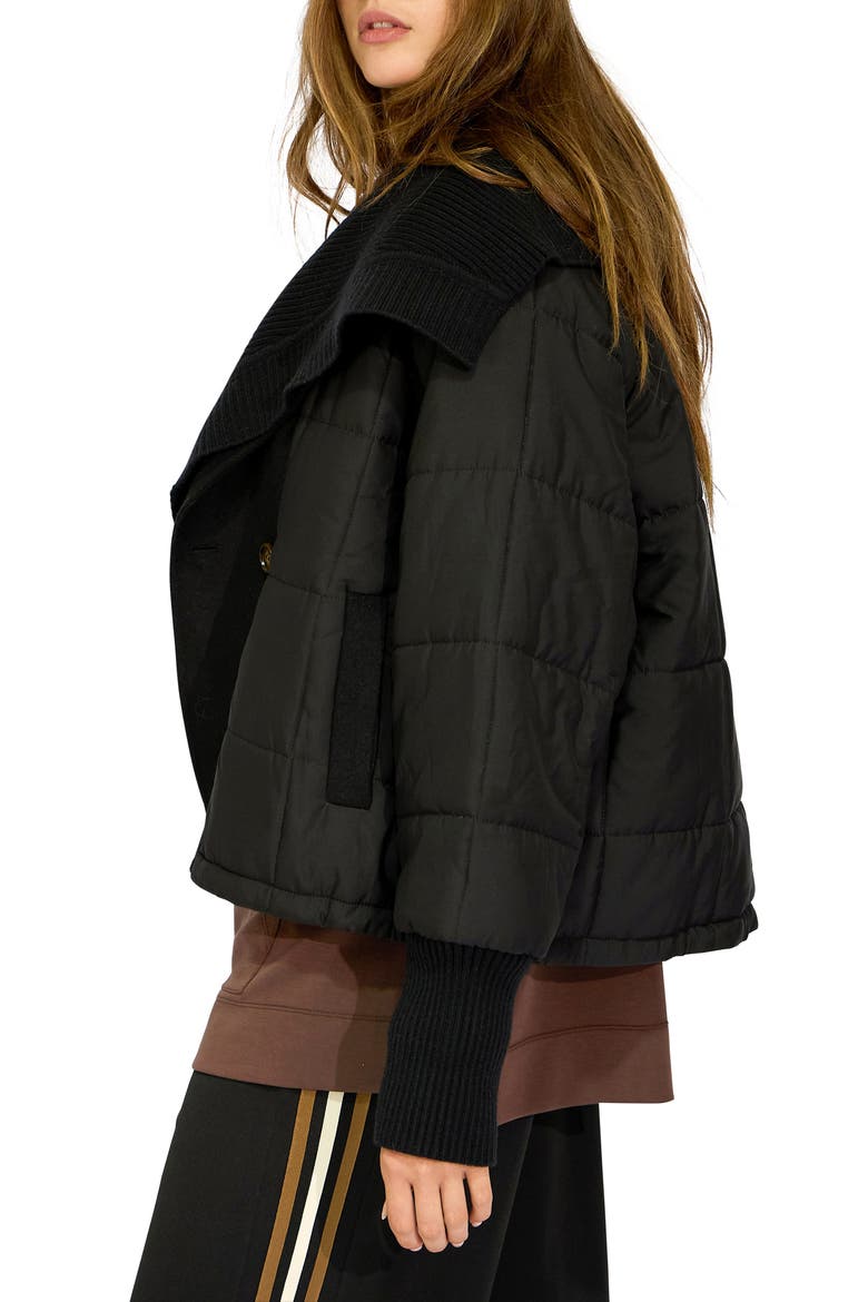 Elements Quilted Jacket with Detachable Rib Collar, Alternate, color, BLACK