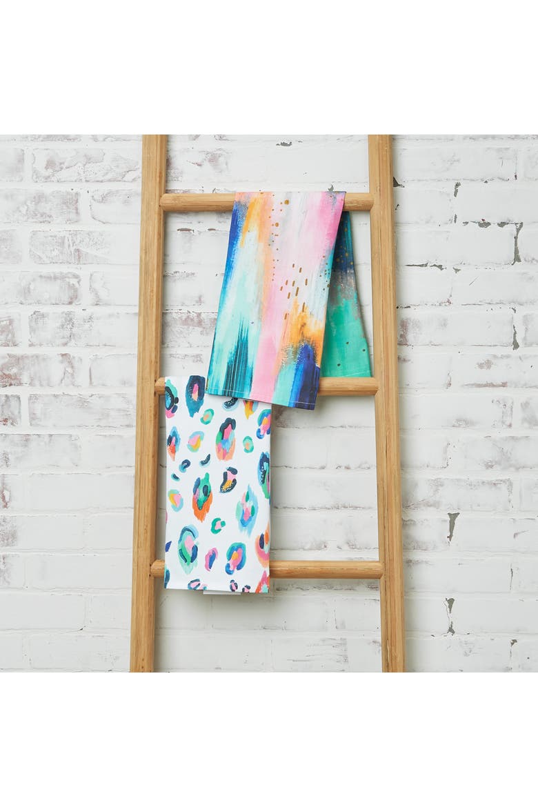 Bright Leopard HD Printed 100% Cotton Flour Sack Dishtowel, Alternate, color, White