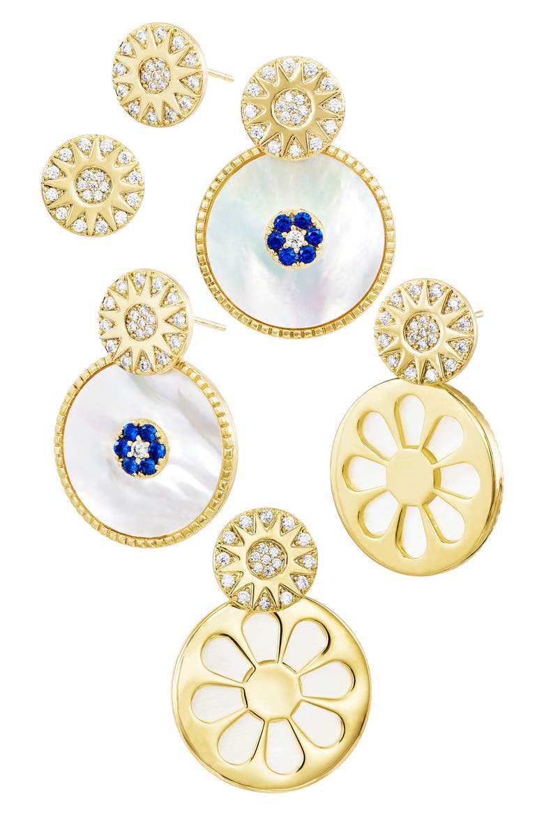 18k Gold Plated Reversible Mother of Pearl Jacket Earrings, Main, color, YELLOW
