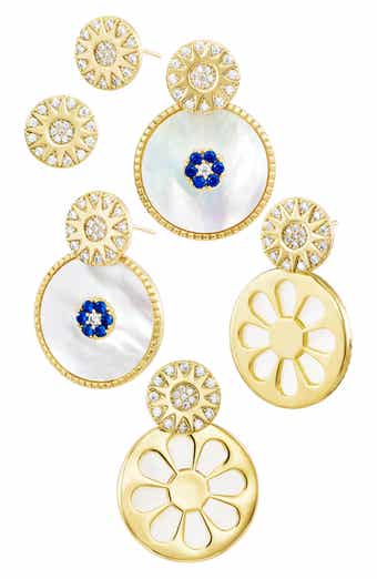 18k Gold Plated Reversible Mother of Pearl Jacket Earrings