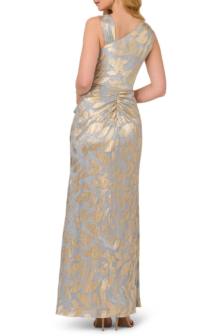 Foil Asymmetric Neck Gown, Alternate, color, LIGHT BLUE/GOLD