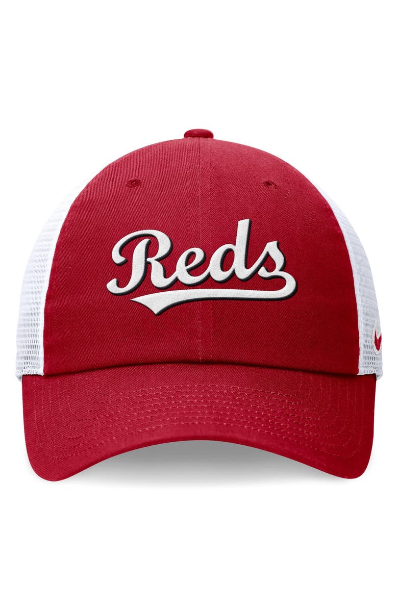 Nike Men's Nike Red Cincinnati Reds Wordmark Adjustable Trucker Hat, Alternate, color, 