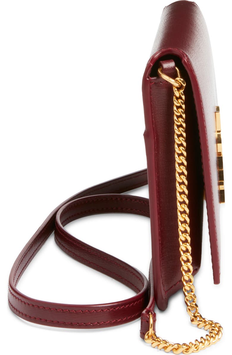 Saint Laurent Monogram Phone Shoulder Bag, Alternate, color, Rouge Merlot
