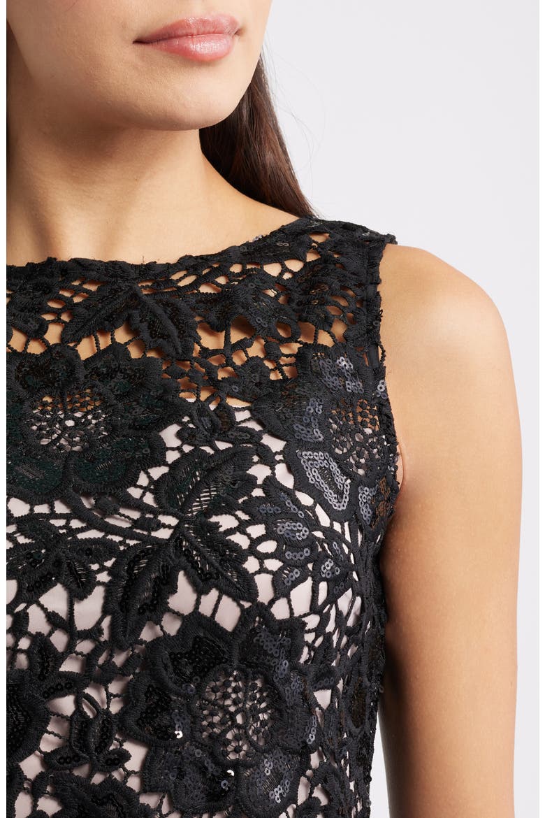 Floral Lace Sheath Dress, Alternate, color, ANNE BLACK