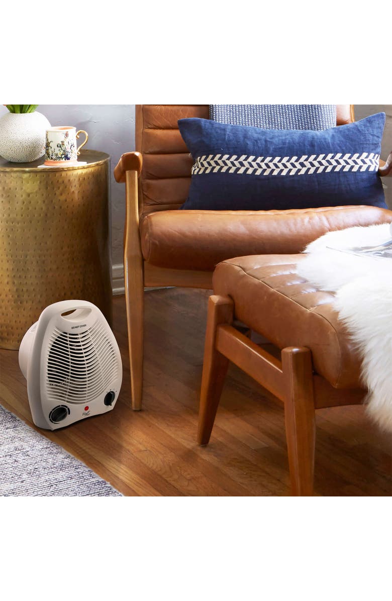 Vie Air 1500W Portable 2 Settings White Office Fan Heater with Adjustable Thermostat, Alternate, color, White