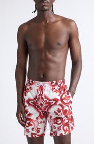 Dolce&Gabbana Majolica Print Swim Trunks