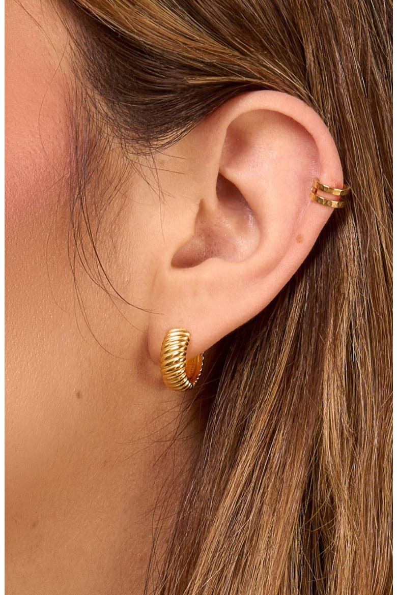 Wide Twist Huggie Hoops, Alternate, color, Yellow Gold Vermeil
