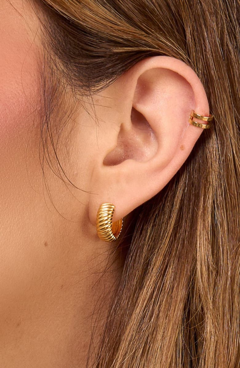 Dower & Hall Wide Twist Huggie Hoops, Alternate, color, Yellow Gold Vermeil