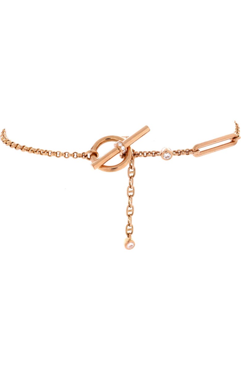 Pre-Owned Hermes Chaine d'Ancre Chaos Bracelet 18K Rose Gold with Diamonds, Alternate, color, Rose Gold