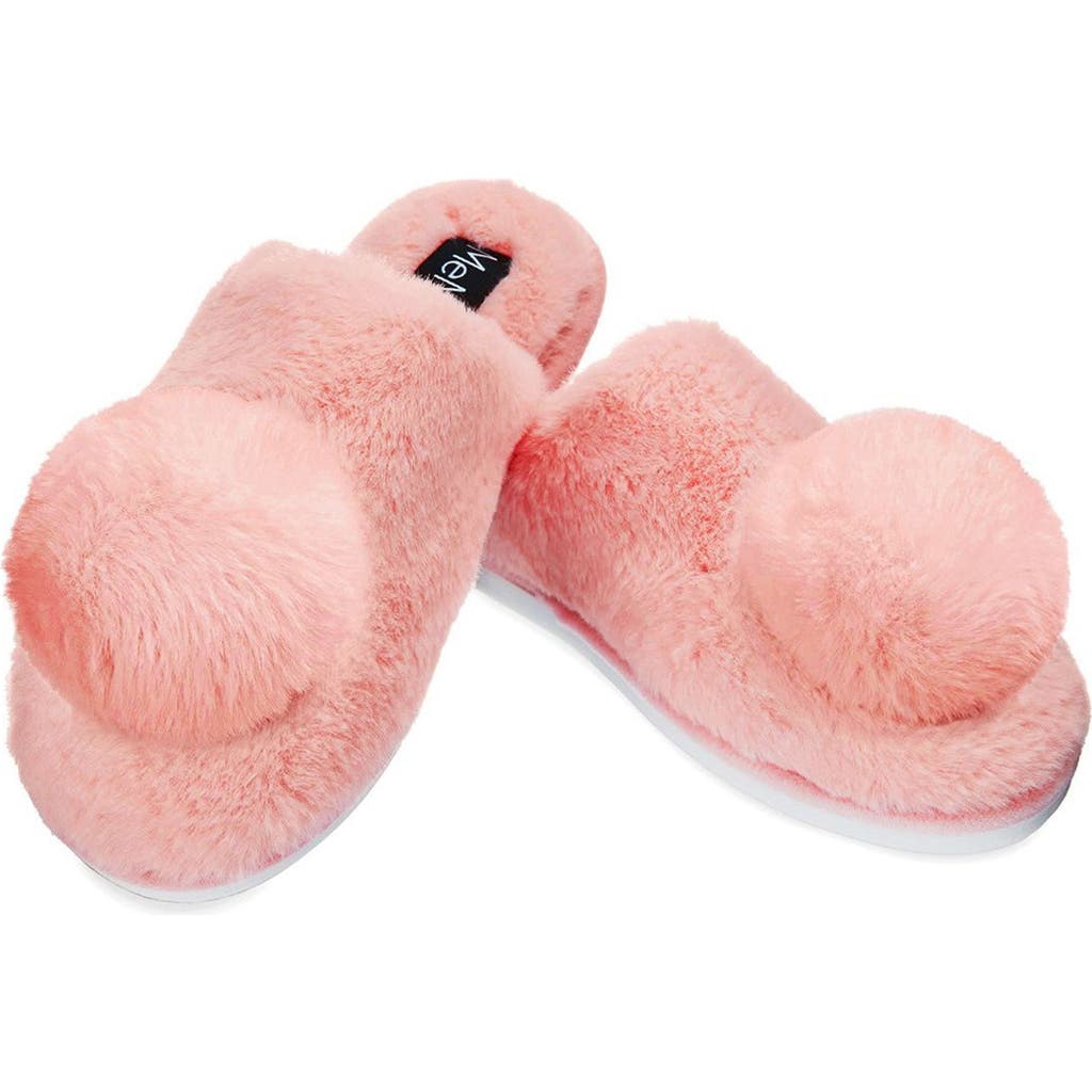 MeMoi The Gloria Faux Fur Pom Slipper in Blush at Nordstrom, Size Small
