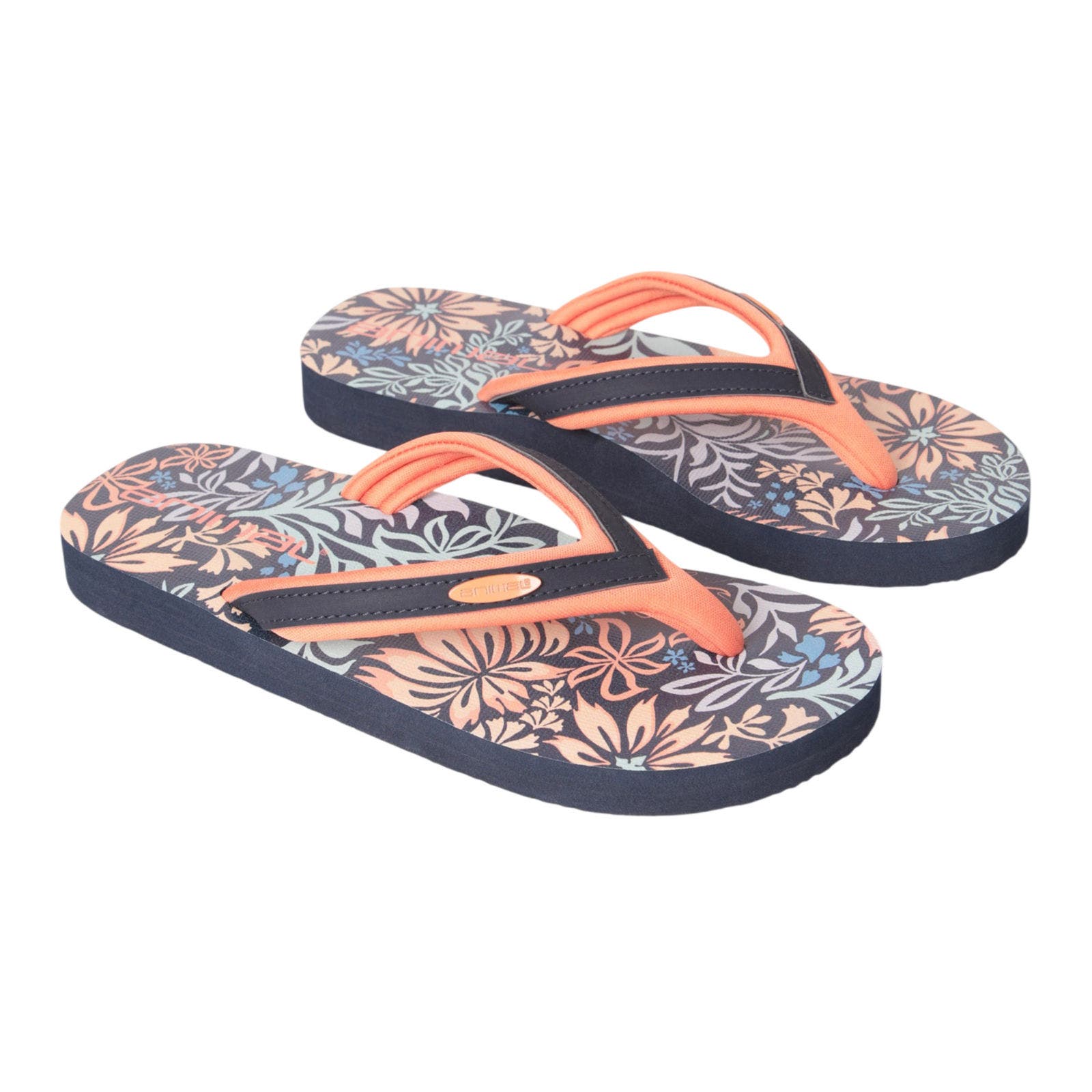 Childrens/Kids Swish Floral Flip Flops, Main, color, Coral
