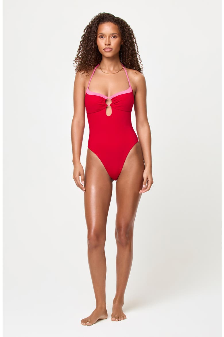 Juno O-Ring One-Piece Swimsuit, Alternate, color, LIPSTICK RED/ SWEETHEART