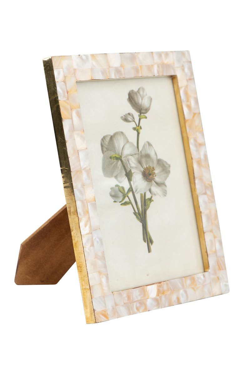Storied Home Mother of Pearl Photo Frame, Alternate, color, Cream