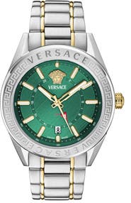Versace V-Code GMT Two-Tone Bracelet Watch, 42mm